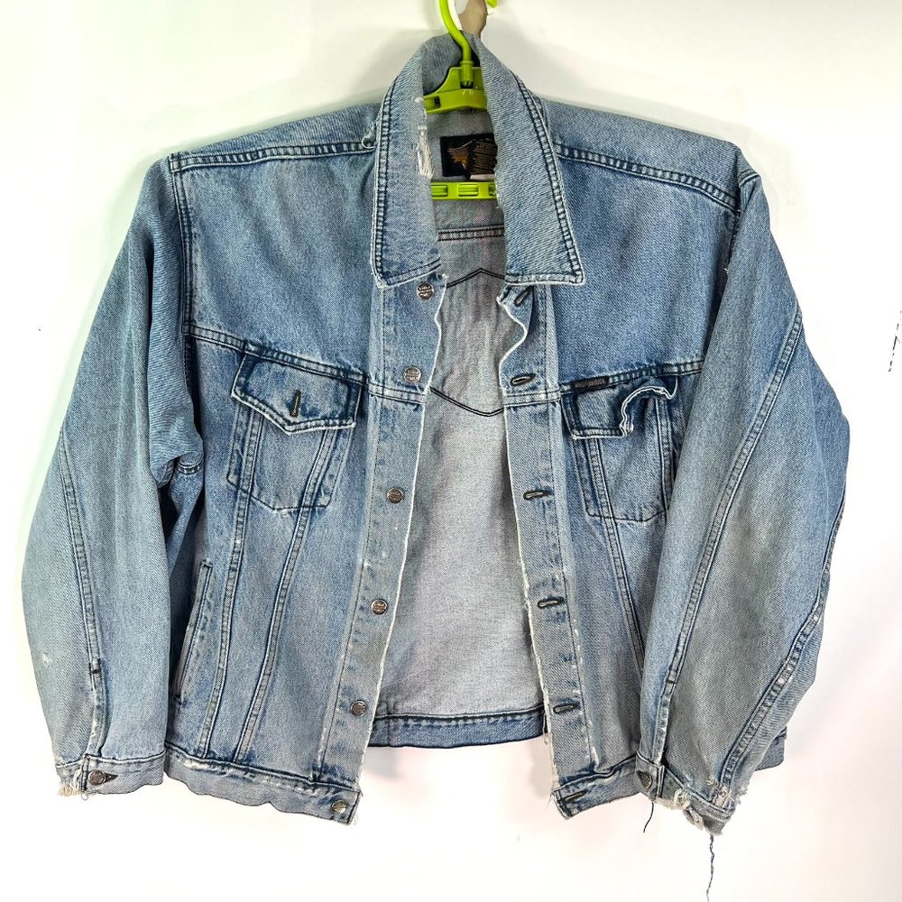 Vintage Harley-Davidson Distressed Jean Jacket Men's Size XXL Blue